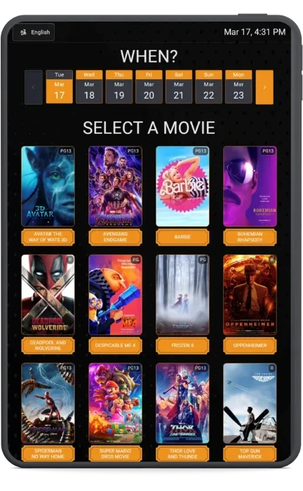 RTS kiosk — movie selection