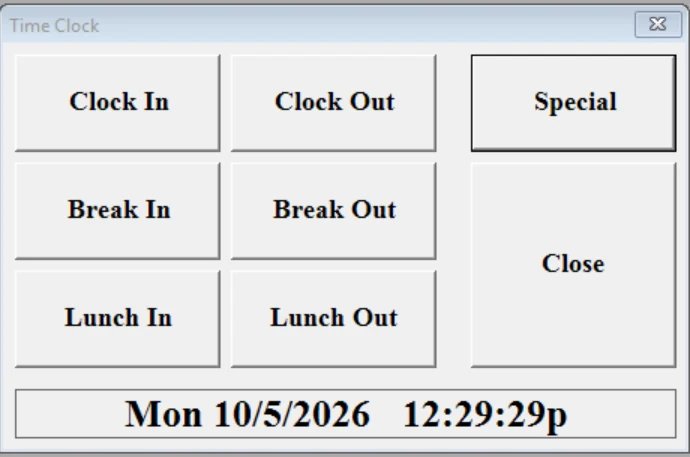 The RTS time clock window