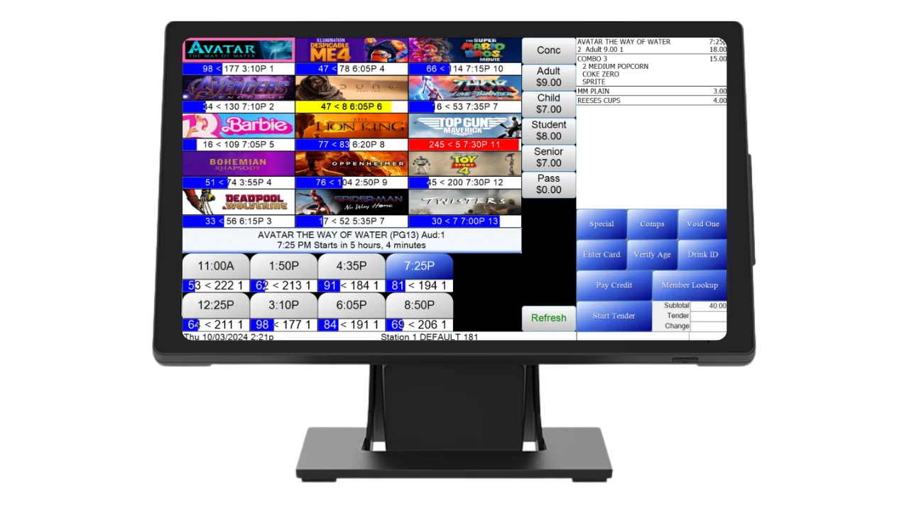 Tickets and concessions on one RTS selling screen