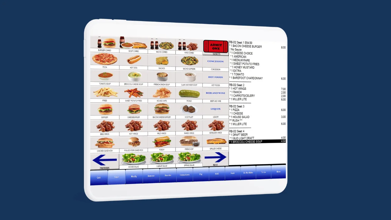 The RTS concession selling screen