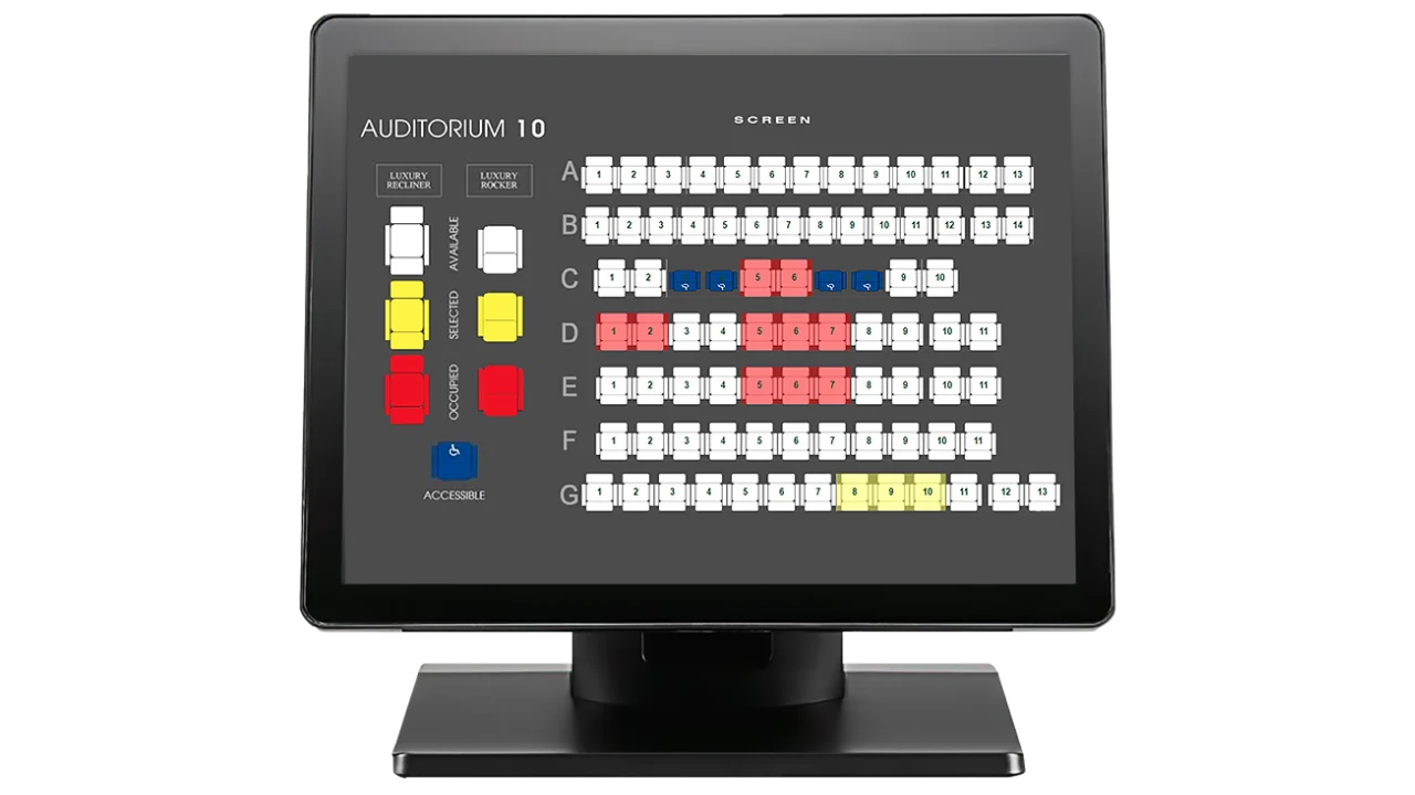 The RTS graphical seat map on a touch-screen terminal