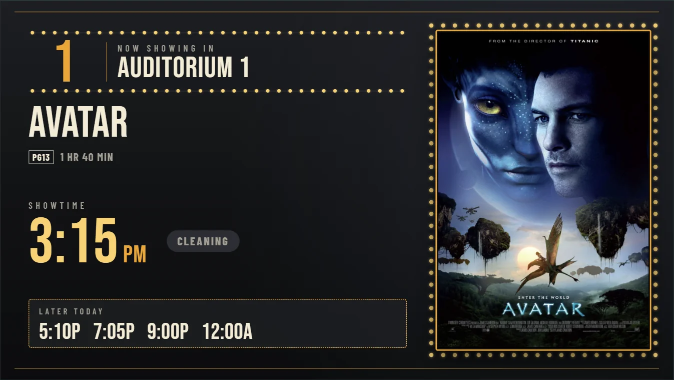 Auditorium sign in the gold theme